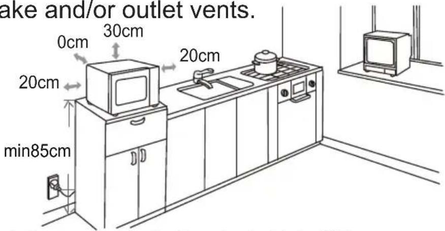 take and/or outlet vents. 0cm 30cm 20cm 20cm min85cm
