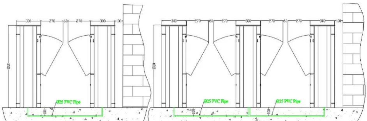 300 270 60 270 300 100 100 300 270 60 270 300 270 60 270 300 100 100 Ø25 PVC Pipe Ø25 PVC Pipe Ø25 PVC Pipe