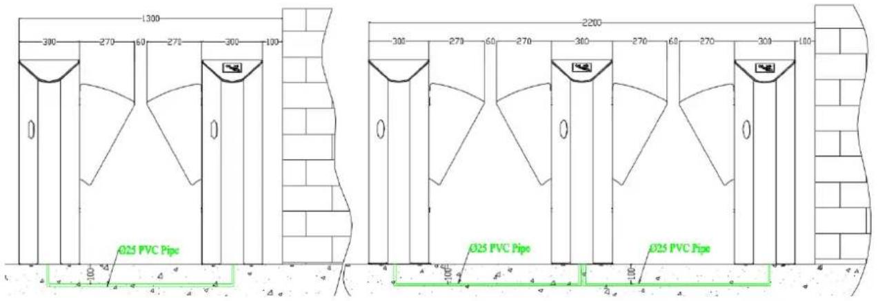1300 300 270 60 270 300 100 Ø25 PVC Pipe 2200 300 270 60 270 300 270 60 270 300 100 Ø25 PVC Pipe Ø25 PVC Pipe
