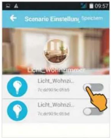 Scenario Einstellung Speichern Licht_Wohnzimmer Licht_Wohnzi... 7c:dt90.9c:05.b5 Licht_Wohnzi... 7c:dt90.9c:05.bd