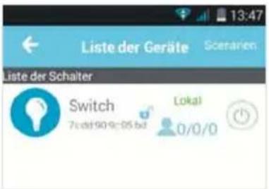 Liste der Geräte Sclerarien Liste der Schalter Switch 7:00:90 9:05 6d Lokal 0/0/0