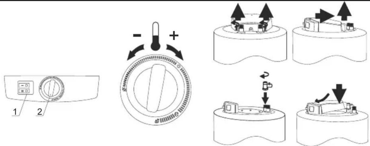 Diagram illustrating a mechanical or electrical component assembly with labeled parts and directional arrows indicating motion or movement.