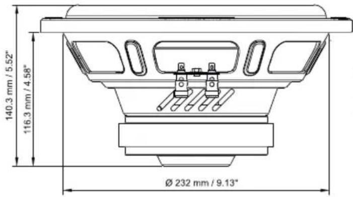 140.3 mm / 5.52" 116.3 mm / 4.58" Ø 232 mm / 9.13"