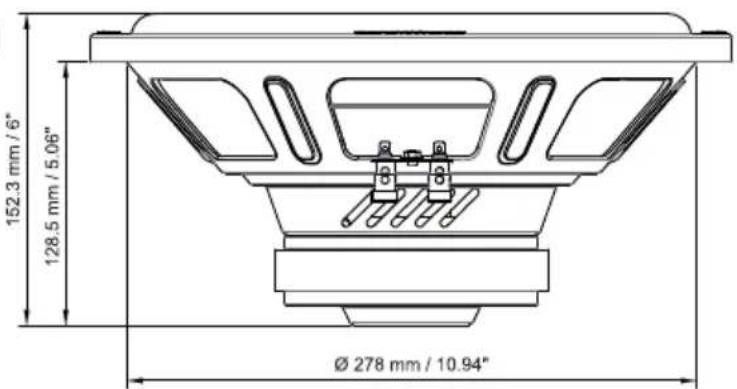 152.3 mm / 6" 128.5 mm / 5.06" Ø 278 mm / 10.94"