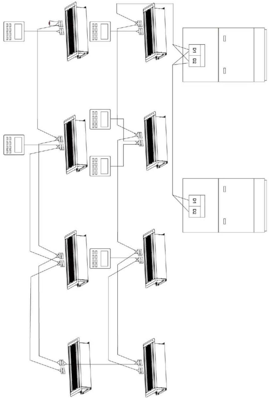 GREE GMV-ND24TS/A-T(U) - Wiring Instructions of Wired Controller and Indoor Units Network - 1