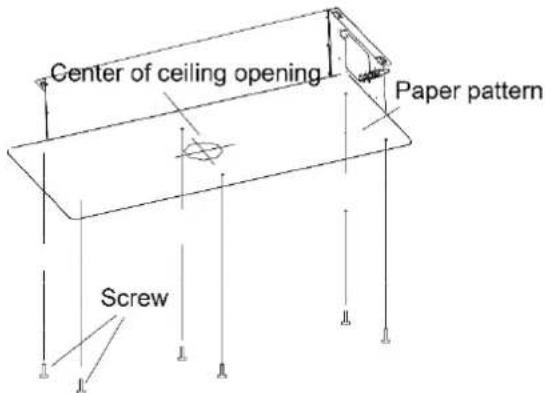 Center of ceiling opening Paper pattern Screw