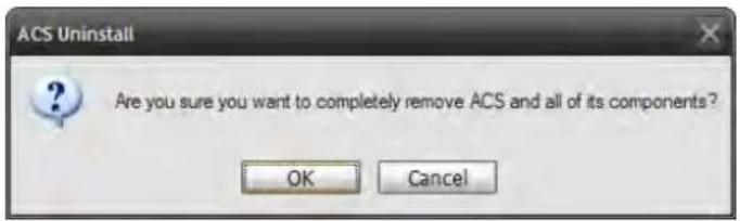 ACS Uninstall Are you sure you want to completely remove ACS and all of its components? OK Cancel