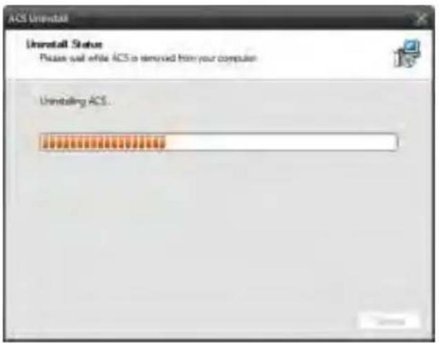 ACS Uninstall Uninstall Status Please sell while ACS is removed from your computer Uninstalling ACS.
