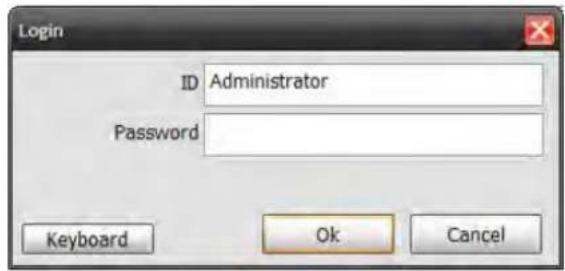 Login ID Administrator Password Keyboard Ok Cancel
