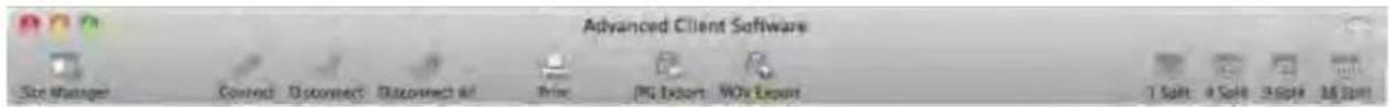 Advanced Client Software Size Manager Connect Discover Discover All Print JPG Export MOV Export T Split 4 Split 3 Split 16 Split