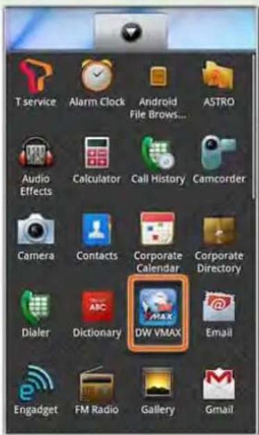 T service Alarm Clock Android File Brows... ASTRO Audio Effects Calculator Call History Camcorder Camera Contacts Corporate Calendar Corporate Directory Dialer Dictionary DW VMAX Email Engadget FM Radio Gallery Gmail