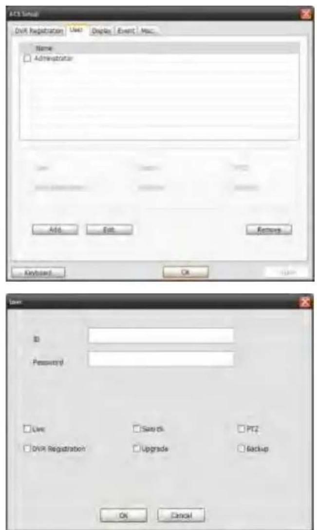 Digital Watchdog VMAXFlex DW-VF81T - Add / Edit / Remove ACS (Advance Client Software) User - 1