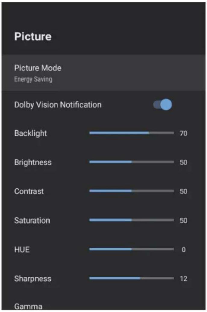 EKO K65DVAQ - PICTURE SETTINGS MENU - 1