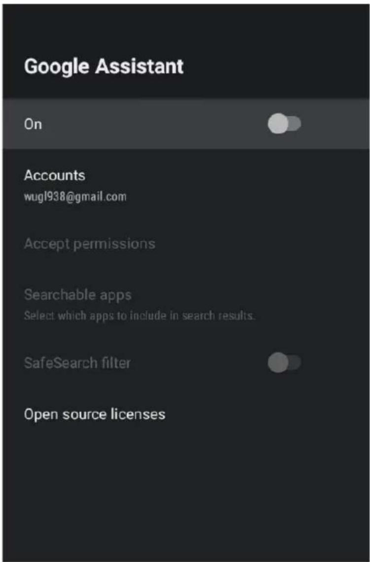 Google Assistant On Accounts wugl938@gmail.com Accept permissions Searchable apps Select which apps to include in search results. SafeSearch filter Open source licenses