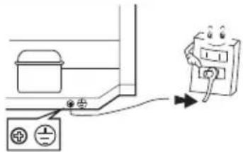 Diagram showing electrical connection with battery, switch, and socket connected to a device with a cartoon face.