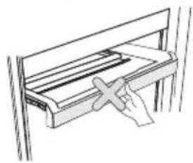 Simple line drawing of a hand inserting a cross on a mechanical component (no text or symbols)