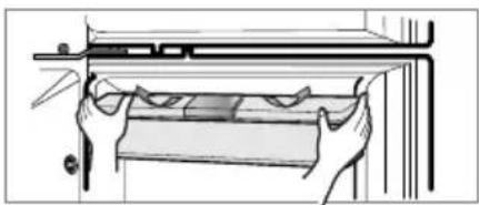 Illustration of hands cleaning a window frame with a cloth (no text or symbols)