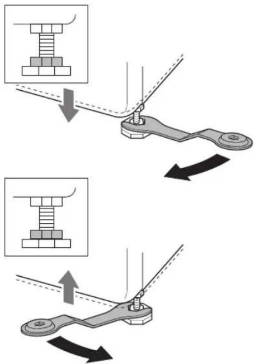 Technical diagram illustrating mechanical assembly steps with labeled components and directional arrows