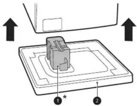 Diagram showing a device component with labeled parts and directional arrows indicating movement or assembly.