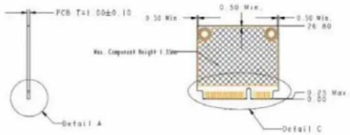 PCB T±1 00±0.10 0.50 Min. 0.50 Min. 0.50 Min. 26 80 Max. Component Height 1.35mm 0 25 Max 0 00 Detail A Default C