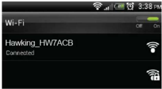 Wi-Fi Hawking_HW7ACB Connected