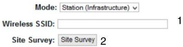 Mode: Station (Infrastructure) Wireless SSID: 1 Site Survey: Site Survey 2