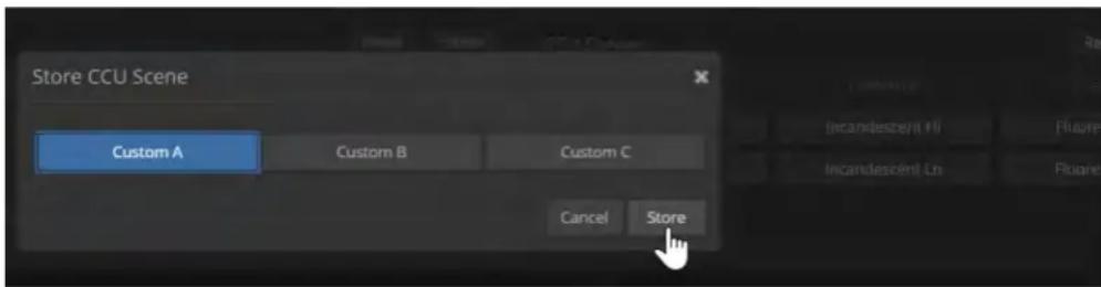 Store CCU Scene Custom A Custom B Custom C Cancel Store
