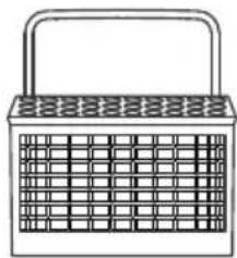Line drawing of a woven basket with a handle and grid pattern (no text or symbols)