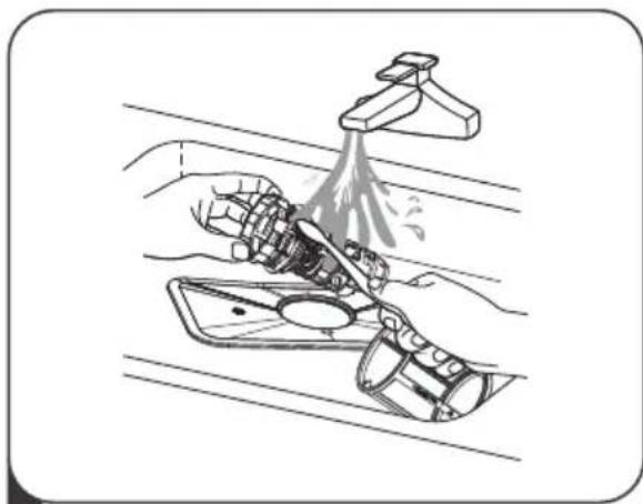 Illustration of a hand cleaning a car dashboard with a spray bottle (no text or symbols)