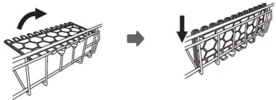 Diagram showing a mesh structure before and after rotation, with no text or symbols present.