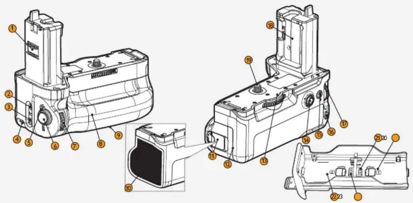 Technical diagram of a battery pack assembly with numbered components for identification and assembly reference.
