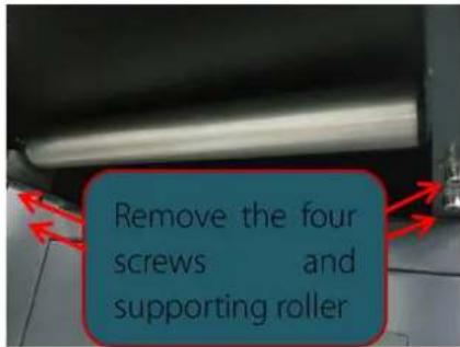 Remove the four screws and supporting roller