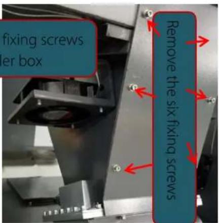 fixing screws er box Remove the six fixing screws