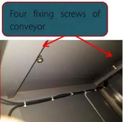 Four fixing screws of conveyor