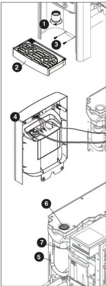 Technical diagram showing exploded view of a mechanical device with numbered components and labeled parts
