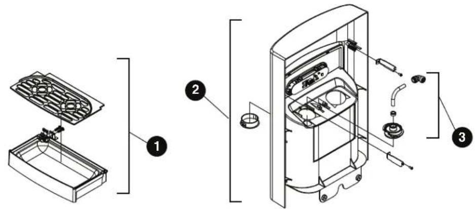 Exploded view diagram of a refrigerator internal components with numbered parts for identification