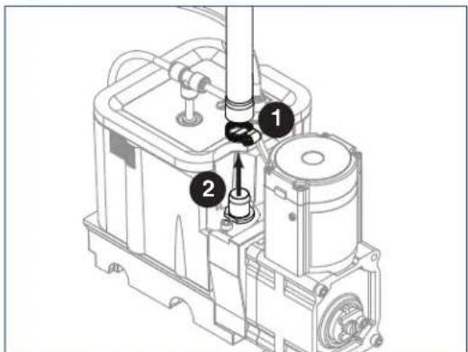 Technical diagram of a mechanical assembly with numbered components, likely a pump or motor assembly.