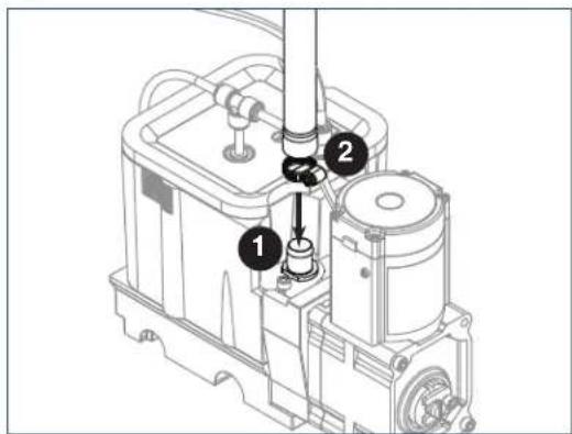 Technical diagram of a mechanical assembly with numbered components, likely a pump or motor assembly.