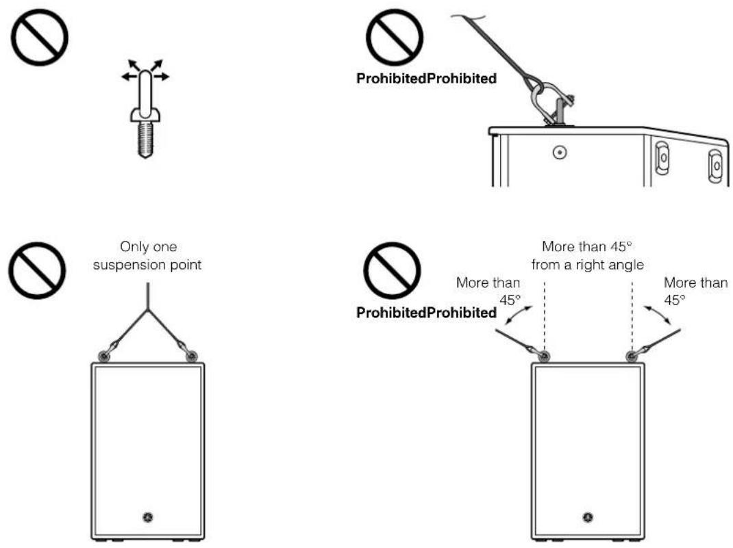 YAMAHA CZR15 - ■ Incorrect examples for suspended installation - 1