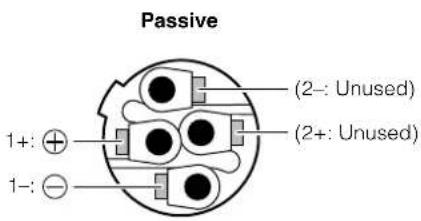 Passive (2-: Unused) (2+: Unused) 1+: ⊕ 1-: ⊖ (2+: Unused)