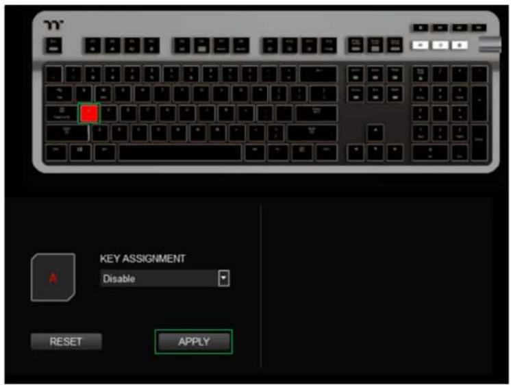 KEY ASSIGNMENT Disable RESET APPLY
