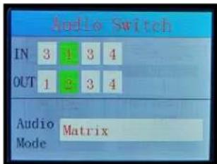 Audio Switch IN 3 1 3 4 OUT 1 2 3 4 Audio Matrix Mode