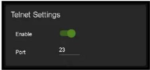 Telnet Settings Enable Port 23