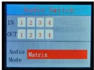 Audio Switch IN 1 2 3 4 OUT 1 2 3 4 Audio Mode Matrix