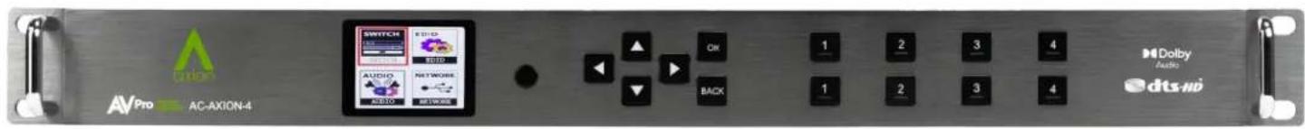 AVPro AC-AXION-4 SWITCH ELECTRO STOIO AUDIO NET WORKS AUDIO NET WORKS OK BACK 1 2 3 4 1 2 3 4 Dolby Audio dts-no