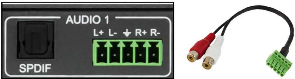 AUDIO 1 L+ L- + R+ R- SPDIF