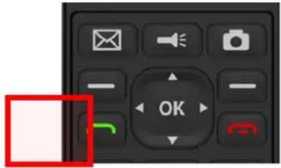 Close-up of a black remote control interface with labeled buttons and an 'OK' button, highlighting a red rectangle.