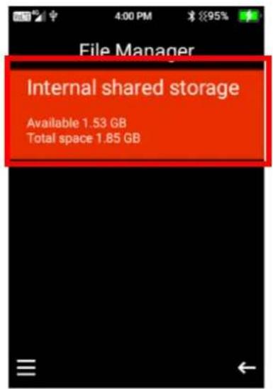 File Manager Internal shared storage Available 1.53 GB Total space 1.85 GB