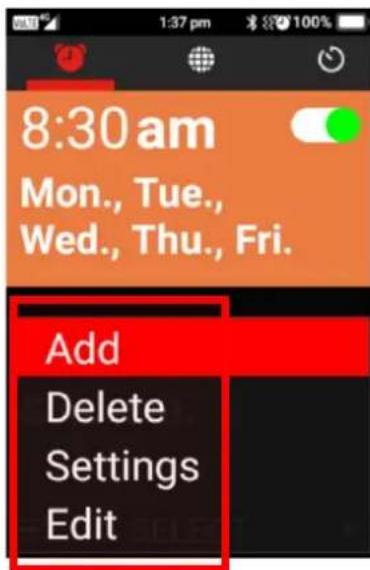 8:30 am Mon., Tue., Wed., Thu., Fri. Add Delete Settings Edit