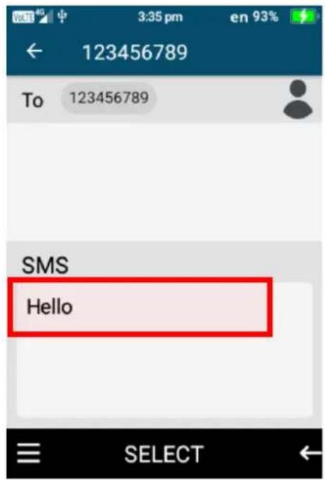 123456789 To 123456789 SMS Hello SELECT